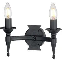 Elstead Lighting Wandlamp SAXON, dimbaar, zwart, Woon-/ Eetkamer, metaal, Landelijk, wandlamp
