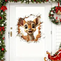Snq Kerst Raamstickers –Kerst Muursticker – Rendier Muurdoorbrekend Ontwerp – Muursticker - 39×40 cm – Zelfklevend – Verwijderbaar zonder Resten – Voor Ramen, Muren en Glazen Deuren