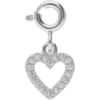Lucardi Kinder Zilveren bedel hart opengewerkt met zirkonia voor kinderen - Hanger - 925 Zilver - Zilverkleurig