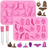 Famanu – Halloween siliconen vormset met 2 doodshoofd en bonbon vormen, geschikt voor chocolade en snoep