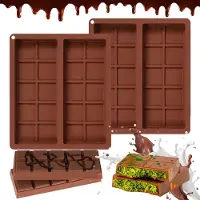 Famanu – Set van 2 herbruikbare siliconen chocoladevormen, glad en antiaanbak, voor chocolade en snoep