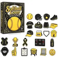 Snq Softbal Adventskalender – Adventskalender – 24 Dagen – 2D Ornamenten Set – Voor Sportliefhebbers – Kerstboomdecoratie en Cadeau voor Volwassenen