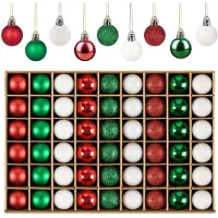 Famanu – Set van 54 kleine kerstballen, 3 cm, glanzend en mat, in groen, geschikt voor kerstboom
