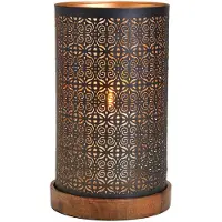 Wurm windlicht / lantaarn / theelichthouder / design mangohout staal goud zwart