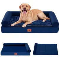 GTPLAYER Hondenbed – 90x66x16 cm, met eierschalenfoam voor drukverlaging, waterdicht en wasbaar hondenbed met 2-in-1 koel-/verwarmingsmat