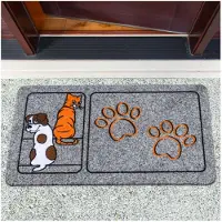 ANRO Hond en Kat Pootjes Deurmat Grijs 40x70 cm - Antislip - 3D-effect