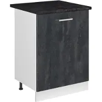 Vicco Keukenonderkast R-Line Zwart beton/Wit 60 cm met 1 deur antraciet werkblad, Model 72127