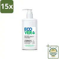 Ecover 15 x - Handzeep ZERO - Parfumvrij - 250 ml - Grootverpakking - Handzeep Zero - Parfumvrij Handzeep - Hypoallergene Handzeep - Gevoelige Huid Handzeep - Eczeem Handzeep
