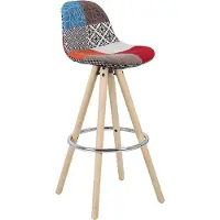 Happyment Hoge Barkruk Color - Zithoogte 75cm - Set van 1 - Keuken - Barstoelen - Met rugleuning - Linnen - Zwart frame