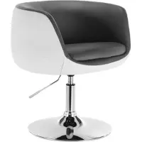 Happyment Barkruk Industrial Wit - Barkrukken set van 1 - Barstoel Kruk - Barstoelen met rugleuning - Keukenstoel - In hoogte verstelbaar - Kunstleer