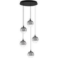 Nova Luce Hanglamp Orenda rond 5-lichts smoke glas