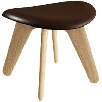 Tom Dixon Slab Voetenbank Naturel / Choko Leather - Krukken Eiken Natural - SLLCOU01NASY5004