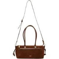 Biba Leren schoudertas in baguette-stijl (Chocolade)