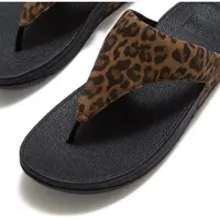 FitFlop Lulu Suede Leopard Toe-Post Sandals BRUIN - Maat 37