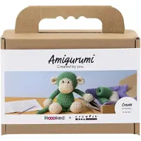 Creativ Company haakpakket amigurumi aap groen off white katoen.