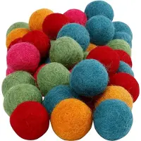 Creativ Company Wol kralen, d: 20 mm, 64 stuks, sterke kleuren