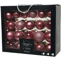 Décoris Kerstballen set 42-delig | glas | donkerroze | diverse maten