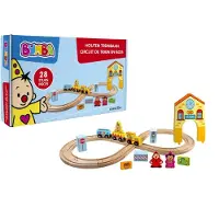 Bumba - Speelgoedvoertuig - Houten treinset - 28 leuke accessoires - Uit duurzaam hout