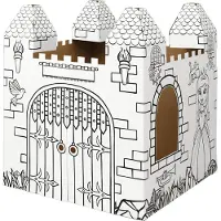 BANKERS BOX XL kasteel, kartonnen kasteel om te kleuren en te spelen, FSC karton, zonder gereedschap te monteren, 940 x 1088 x 940 mm, vanaf 3 jaar, wit