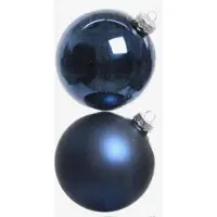 House of Seasons Set van 18, Glazen Kerstballen donker blauw D8cm