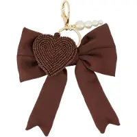 Zusss Satin Bow Keychain With Charms 100% Polyester Dark Choco