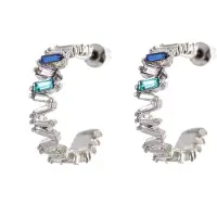 Emilie collection - oorringen - zilver - gekleurde steentjes - zigzag