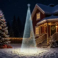vidaXL - LED - kerstboom - 500 - cm - 1524 - LED's - Koel - wit - Staal - Zwart