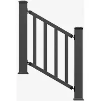 Vente-unique Balustrade in composiet voor op een trap - Starterskit - H 100 x B 100 cm - Antraciet - GUARO