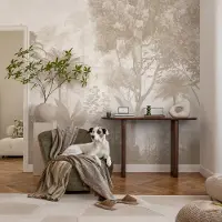 Coloray Vliesbehang - Beige Snellijm Behang - 312x219 cm - Tropisch Landschap Fotobehang Vlies - Hal behang Bloemen En Planten - Muurschildering - Woonkamer behang