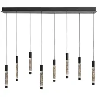 Steinhauer Alisio 4581ZW – Zwarte 8-lichts LED hanglamp met handgeblazen glas en Cable lift