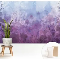 Wallfluent Fotobehang - Blauw Vliesbehang - 208x146 cm - Pastelkleurige Bloemen Muurschildering - Slaapkamer behang Bloemen En Planten - Fotobehang Vlies - Slaapkamer behang