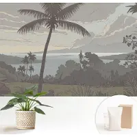 Wallfluent Fotobehang - Grijs Vliesbehang - 152x104 cm - Exotisch Landschap Muurschildering - Gang behang Landschappen - Fotobehang Vlies - Slaapkamer behang