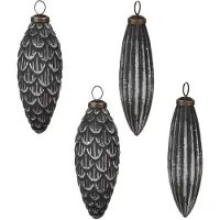 Clayre & Eef Kerstbal Set van 4 Overig Ø 7/6 cm Grijs Glas Kerstballen