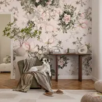 Coloray Vliesbehang - Roze Snellijm Behang - 250x250 cm - Bloemenpatroon Muurschildering - Gang behang Bloemen En Planten - Fotobehang Vlies - Slaapkamer behang