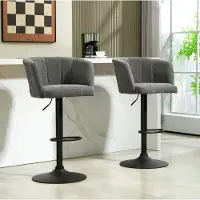 STILVORA Barkruk Set van 2 59 x 53 x 89 tot 110 cm - 360 Graden Draaibaar En In Hoogte Verstelbaar - Voor Keuken En Ontbijthoek - Stof - Donkergrijs