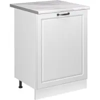 Vicco Keukenonderkast R-Line Wit landelijk/Wit 60 cm met 1 deur marmer werkblad, Model 72121