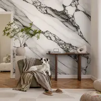 Coloray Vliesbehang - Wit Snellijm Behang - 416x254 cm - Steenpatroon Fotobehang Vlies - Woonkamer behang Texturen - Muurschildering - Hal behang
