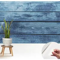 Wallfluent Zelfklevend Fotobehang - Blauw Vliesbehang - 208x146 cm - Rustieke Vloer Behang Zonder Lijm - Gang behang Texturen - Makkelijk Aan Te Brengen Behang - Polyester Behang