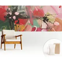Wallfluent Fotobehang - Roze Vliesbehang - 250x104 cm - Kleurrijke Chaos Muurschildering - Gang behang Achtergronden En Patronen - Fotobehang Vlies - Slaapkamer behang