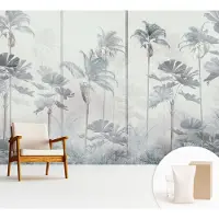 Wallfluent Fotobehang - Wit Vliesbehang - 312x219 cm - Tropisch Landschap Fotobehang Vlies - Woonkamer behang Bloemen En Planten - Muurschildering - Hal behang