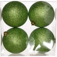 COSY&TRENDY Cosy & Trendy Jolly Apple Green Glitter kerstballen - 8x - Dia 10 cm - appelgroen - kunststof - glitter - onbreekbaar
