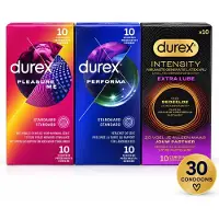 Durex Condoom Variatiebundel – Pleasure Me + Performa + Intensity Extra Lube – 30 Condooms – 3x 10 Stuks