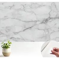 Wallfluent Zelfklevend Fotobehang - Wit Vliesbehang - 104x70 cm - Marmeren Elegantie Fotobehang - Hal behang Texturen - Bubble Free Behang - Makkelijk Aan Te Brengen Behang