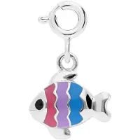 Lucardi Kinder Zilveren bedel vis met emaille voor kinderen - Hanger - 925 Zilver - Zilverkleurig