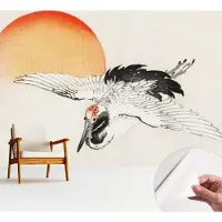 Wallfluent Zelfklevend Fotobehang - Wit Vliesbehang - 312x219 cm - Elegante Kraan Behang Zonder Lijm - Slaapkamer behang Deel - Luchtbelvrij Behang - Bubble Free Behang