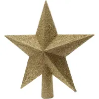 Kaemingk Decoris Gouden kerstboom ster piek - Kunststof - 19 cm - Goud