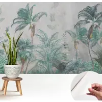 Wallfluent Zelfklevend Fotobehang - Groente Vliesbehang - 208x146 cm - Exotische Oase Fotobehang - Woonkamer behang Bloemen En Planten - Bubble Free Behang - Makkelijk Aan Te Brengen Behang