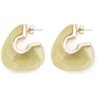 Manfield - Dames - Groene oorbellen met gouden details - Maat 1