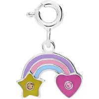 Lucardi Kinder Zilveren bedel regenboog met emaille voor kinderen - Hanger - 925 Zilver - Zilverkleurig