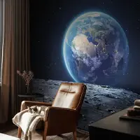 Coloray Vliesbehang - Zwart Snellijm Behang - 104x70 cm - Kosmisch Panorama Muurschildering - Gang behang Kosmos - Fotobehang Vlies - Slaapkamer behang